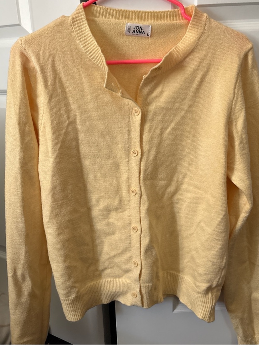 Jon & Anna Pale Yellow Button-Front Women's Cardigan